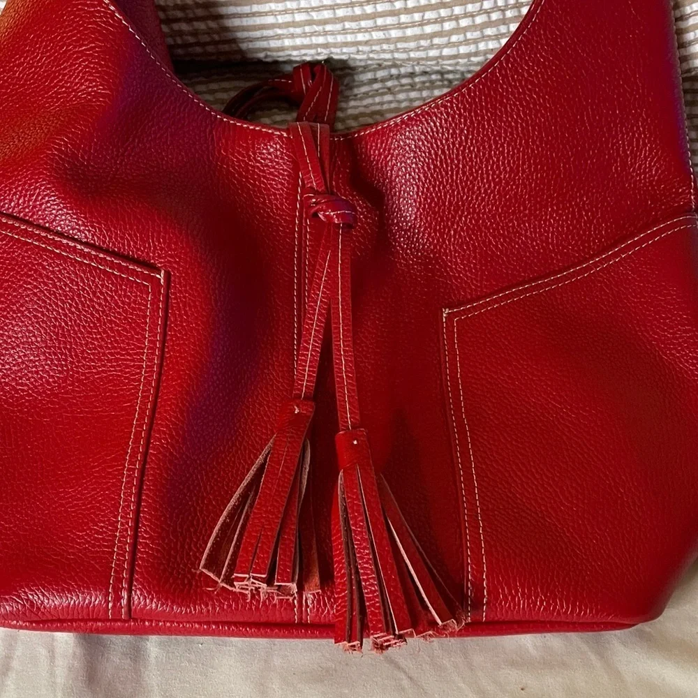Laggo Red Leather Women's Bag Los Angeles Luxury Brand Laggo Tassels